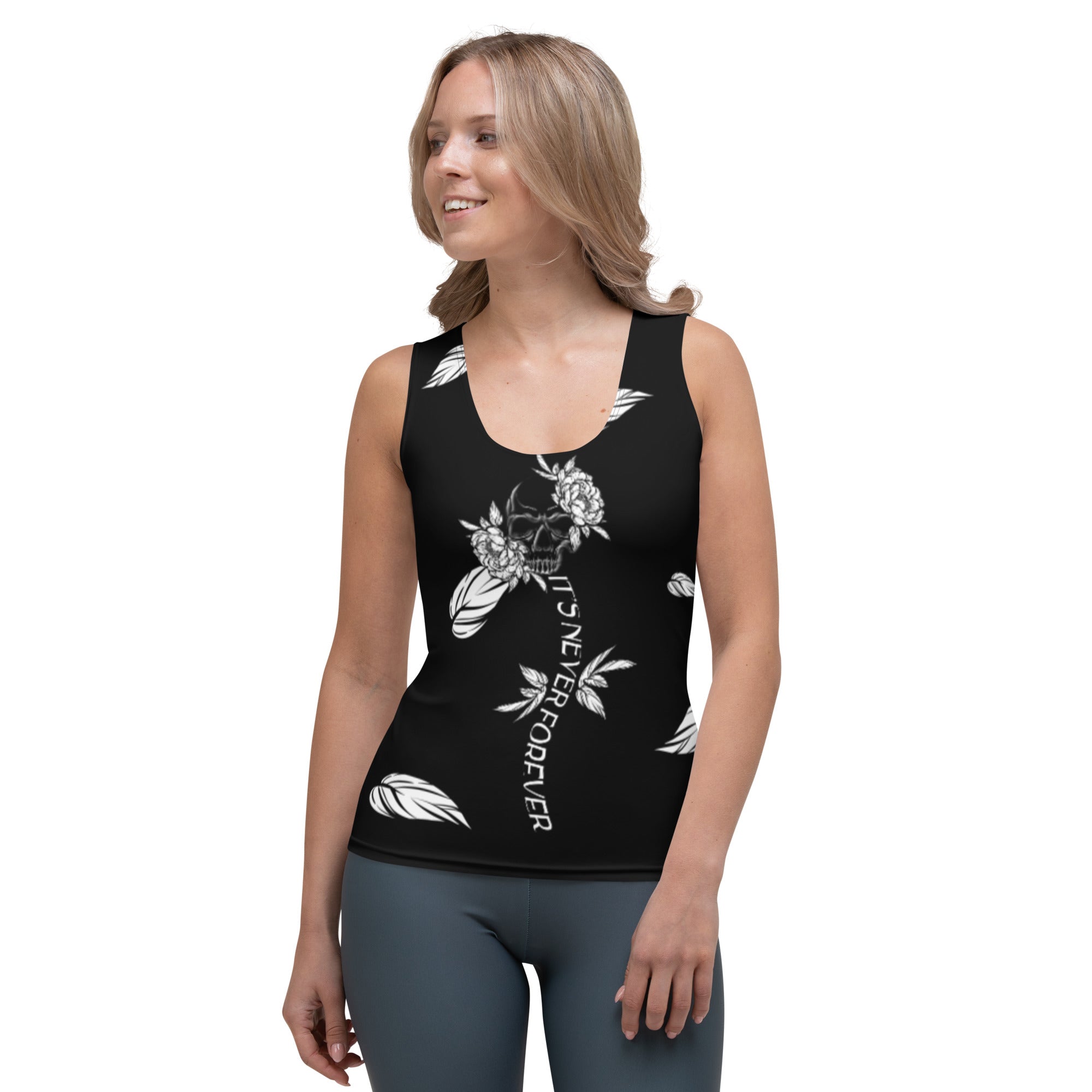 Floral Flowers Skull Women's T-shirt Hummingbird Tank Top WD225