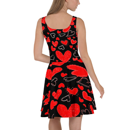 Heart Pattern Skater Dress "LoveYou" Edition By CRuDDy LyfeStyles