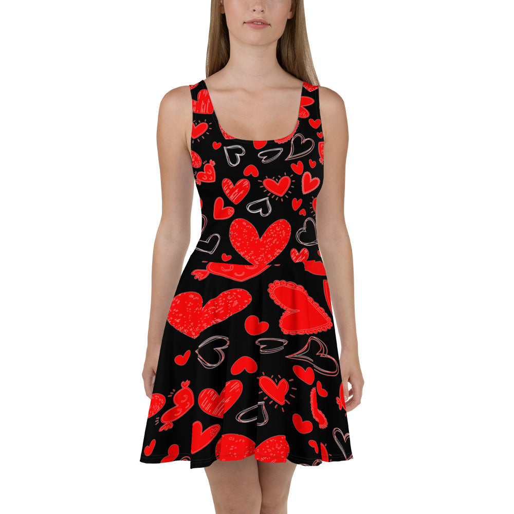 Heart Pattern Skater Dress "LoveYou" Edition By CRuDDy LyfeStyles