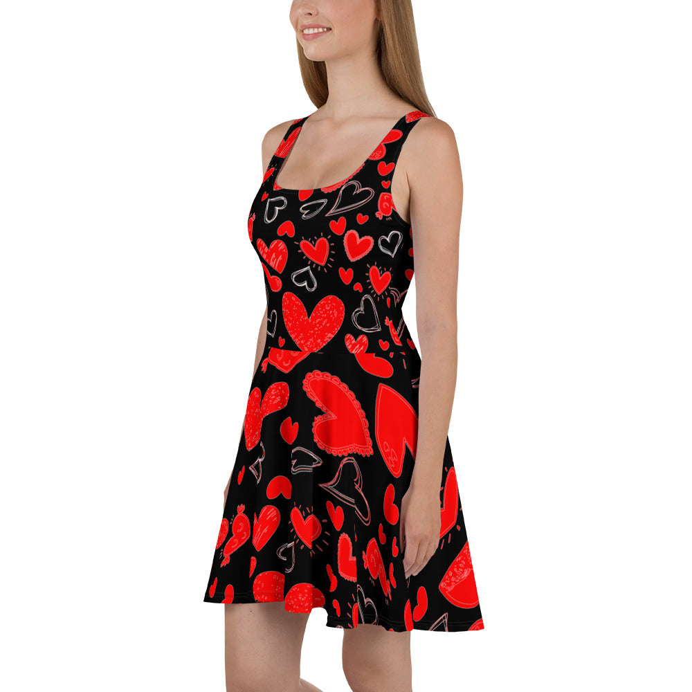 Heart Pattern Skater Dress "LoveYou" Edition By CRuDDy LyfeStyles