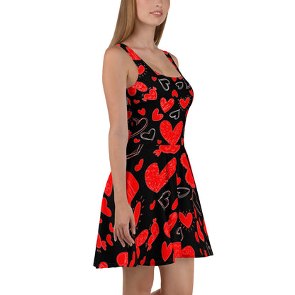 Heart Pattern Skater Dress "LoveYou" Edition By CRuDDy LyfeStyles