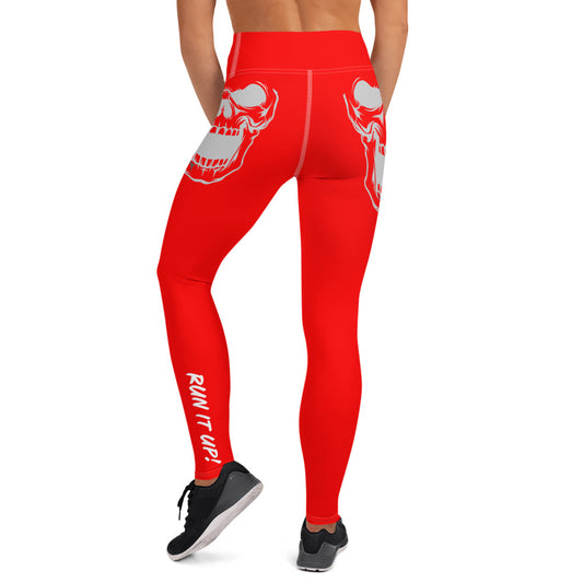 Yoga Leggings Yoga Skull Leggings 'Dark Love' Red & White Skully Yoga Leggings